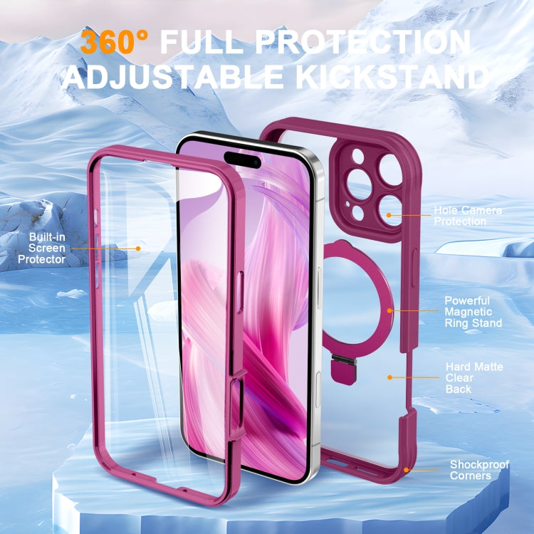 For iPhone 16 Pro Max Skin Feel MagSafe Holder 360 Full Body Phone Case