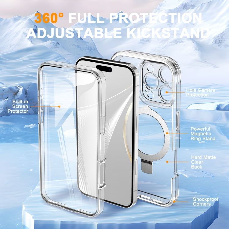 For iPhone 16 Pro Skin Feel MagSafe Holder 360 Full Body Phone Case