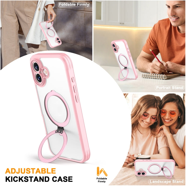 For iPhone 16 Skin Feel MagSafe Holder 360 Full Body Phone Case