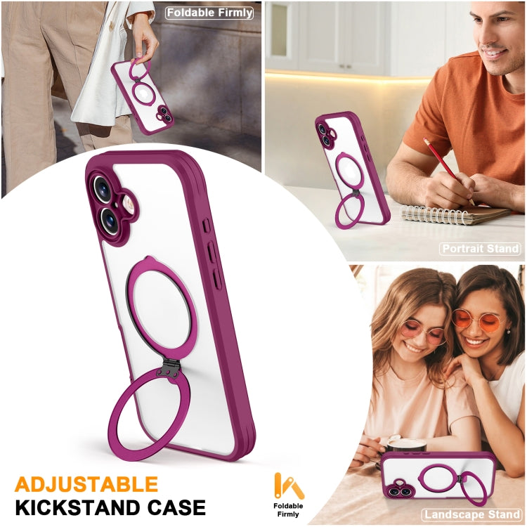 For iPhone 16 Skin Feel MagSafe Holder 360 Full Body Phone Case