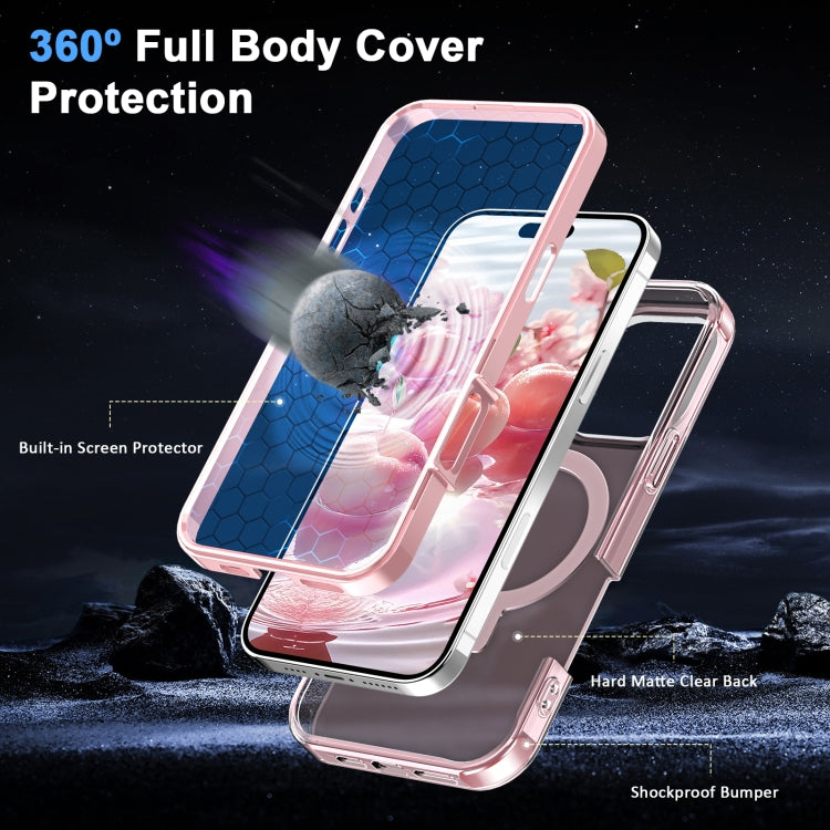 For iPhone 16 Pro Max Frosted Skin Feel MagSafe Holder 360 Full Body Phone Case