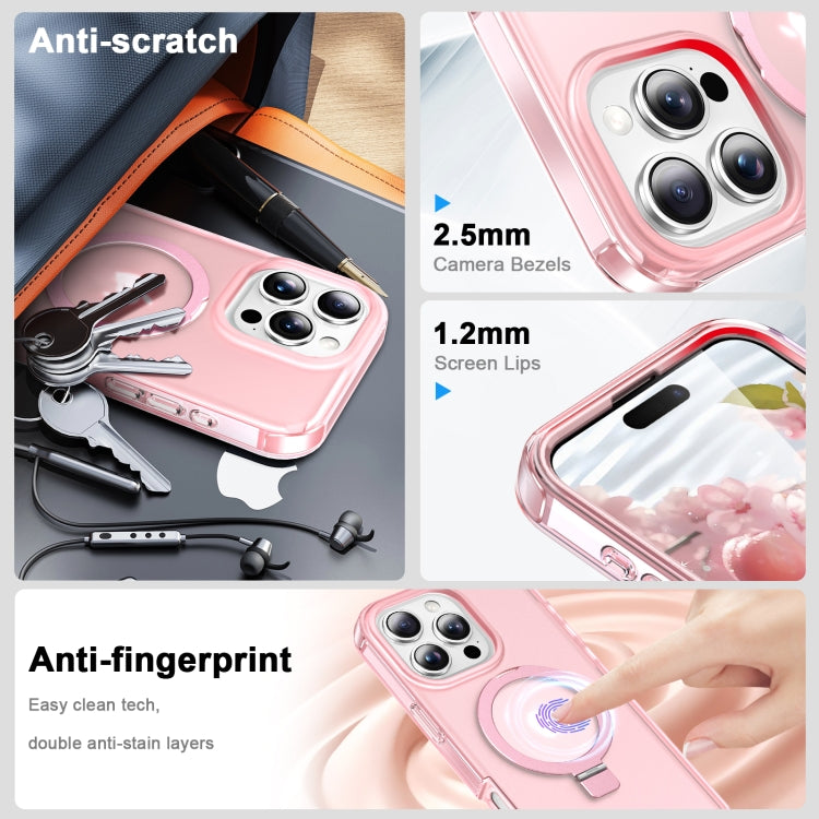 For iPhone 16 Pro Max Frosted Skin Feel MagSafe Holder 360 Full Body Phone Case