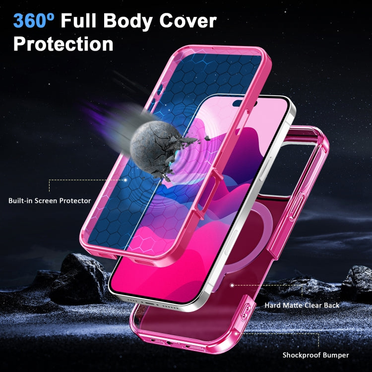 For iPhone 16 Pro Max Frosted Skin Feel MagSafe Holder 360 Full Body Phone Case