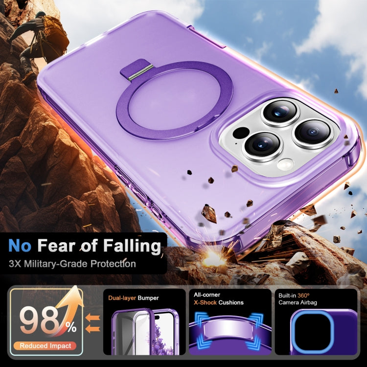 For iPhone 16 Pro Max Frosted Skin Feel MagSafe Holder 360 Full Body Phone Case
