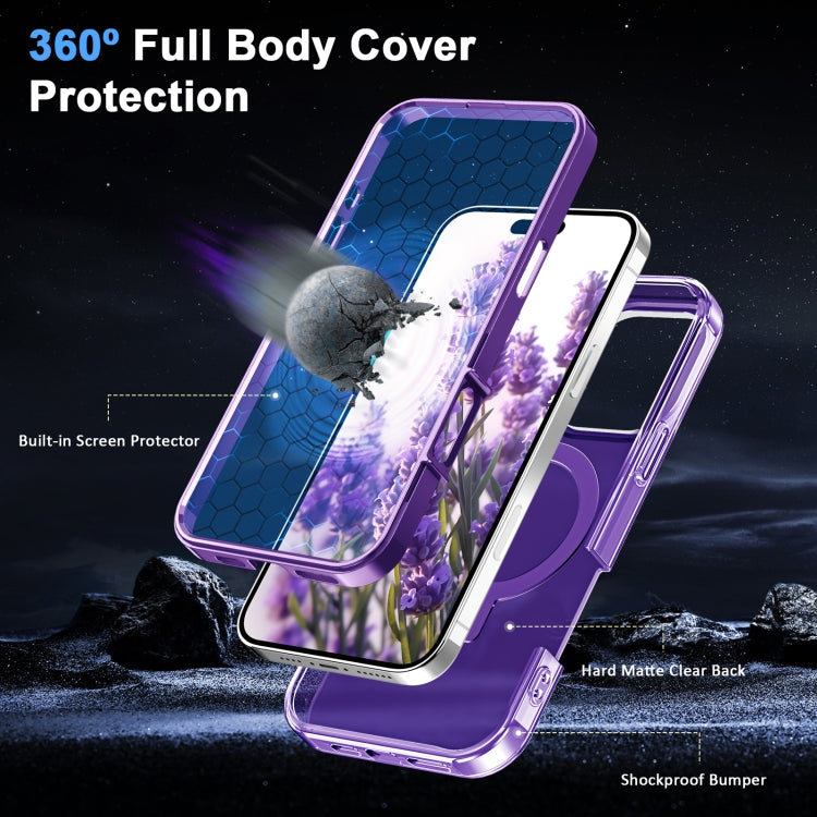 For iPhone 16 Pro Max Frosted Skin Feel MagSafe Holder 360 Full Body Phone Case