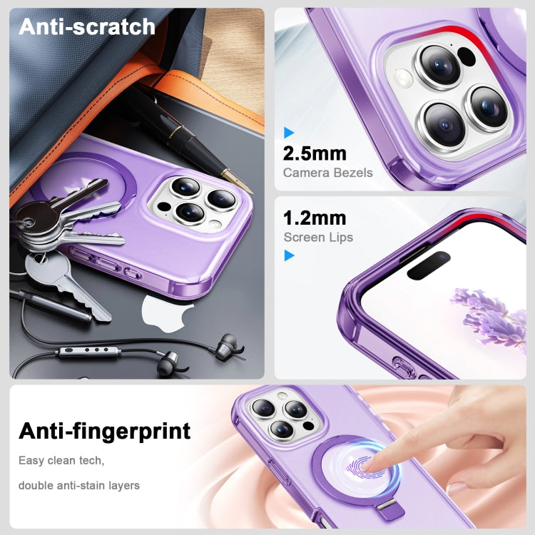 For iPhone 16 Pro Max Frosted Skin Feel MagSafe Holder 360 Full Body Phone Case