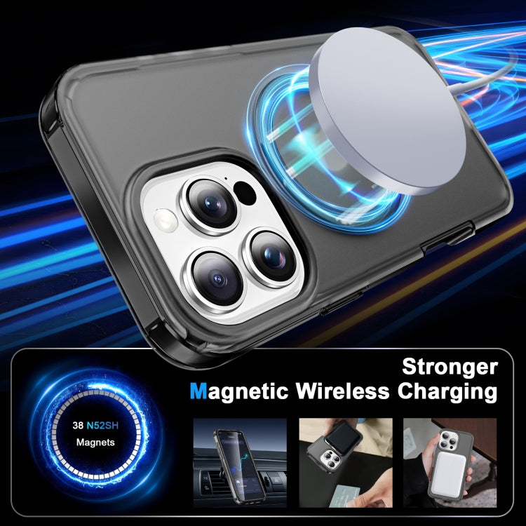 For iPhone 16 Pro Frosted Skin Feel MagSafe Holder 360 Full Body Phone Case