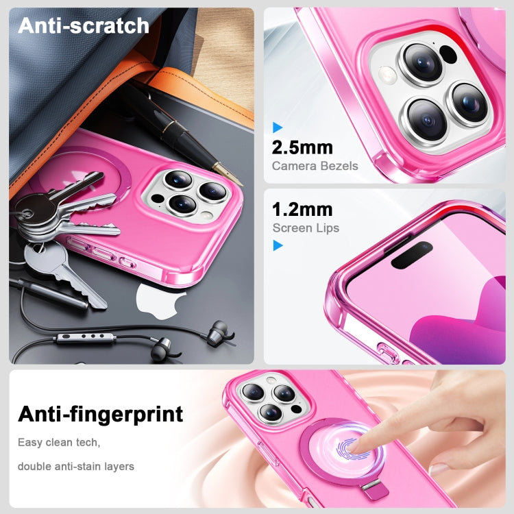 For iPhone 16 Pro Frosted Skin Feel MagSafe Holder 360 Full Body Phone Case