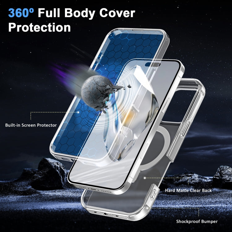 For iPhone 16 Pro Frosted Skin Feel MagSafe Holder 360 Full Body Phone Case