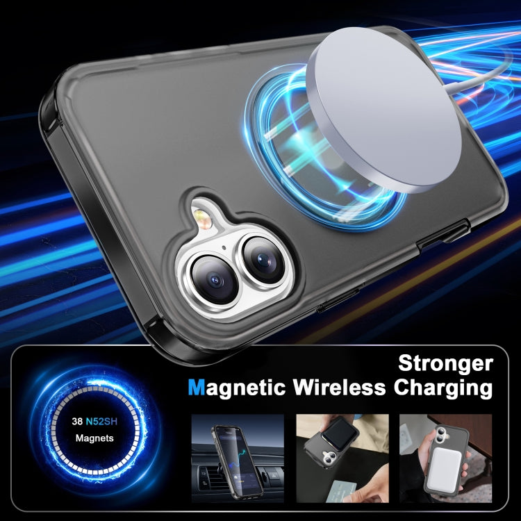For iPhone 16 Frosted Skin Feel MagSafe Holder 360 Full Body Phone Case