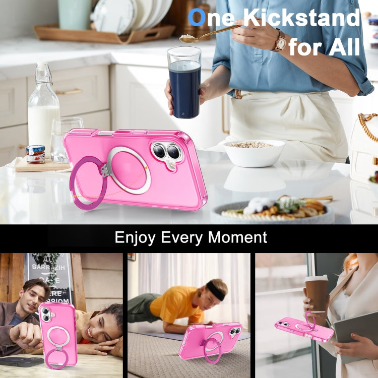 For iPhone 16 Frosted Skin Feel MagSafe Holder 360 Full Body Phone Case
