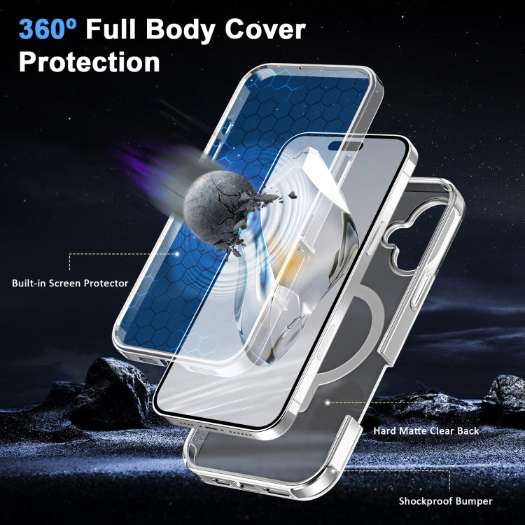 For iPhone 16 Frosted Skin Feel MagSafe Holder 360 Full Body Phone Case