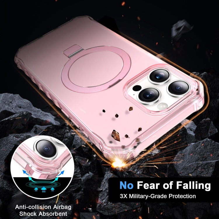 For iPhone 16 Pro Max Frosted Wave MagSafe Holder Phone Case