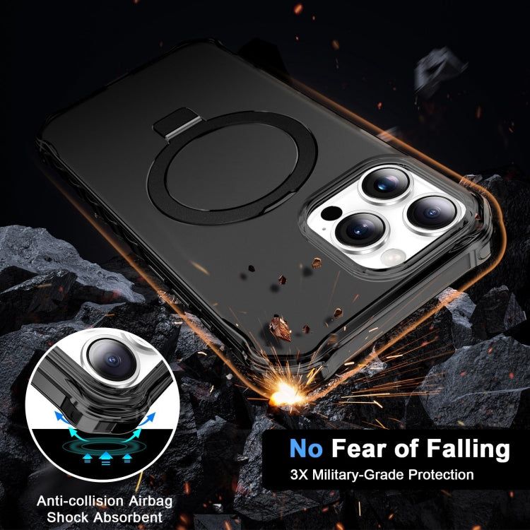For iPhone 16 Pro Max Frosted Wave MagSafe Holder Phone Case