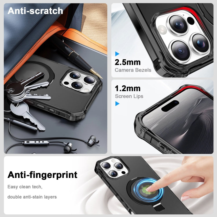 For iPhone 16 Pro Max Frosted Wave MagSafe Holder Phone Case