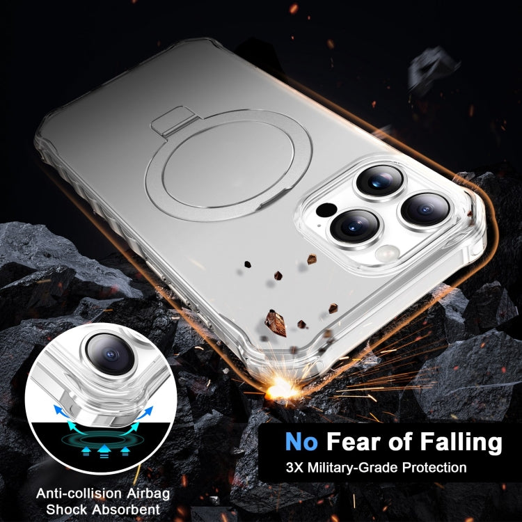 For iPhone 16 Pro Max Frosted Wave MagSafe Holder Phone Case