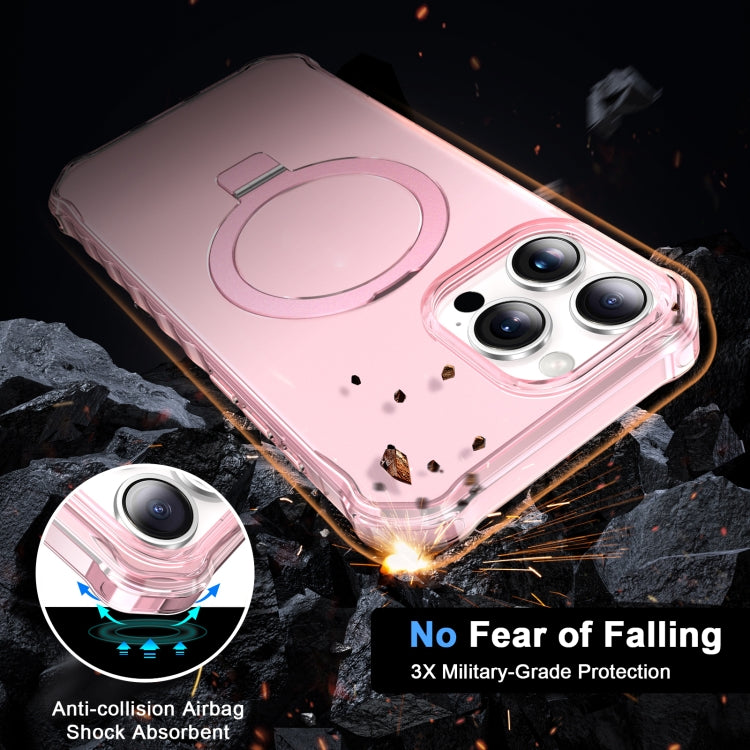 For iPhone 16 Pro Frosted Wave MagSafe Holder Phone Case