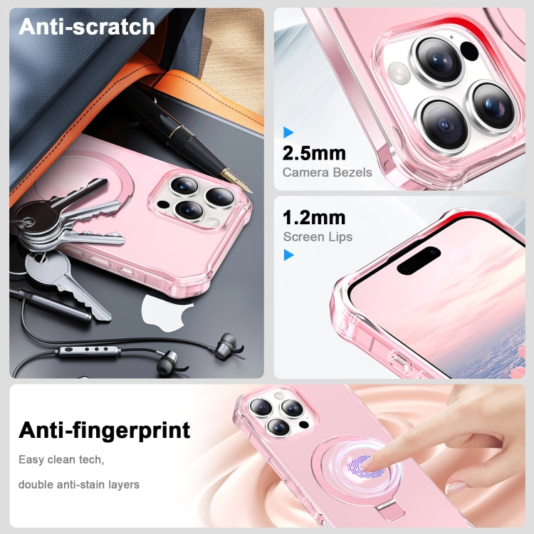 For iPhone 16 Pro Frosted Wave MagSafe Holder Phone Case