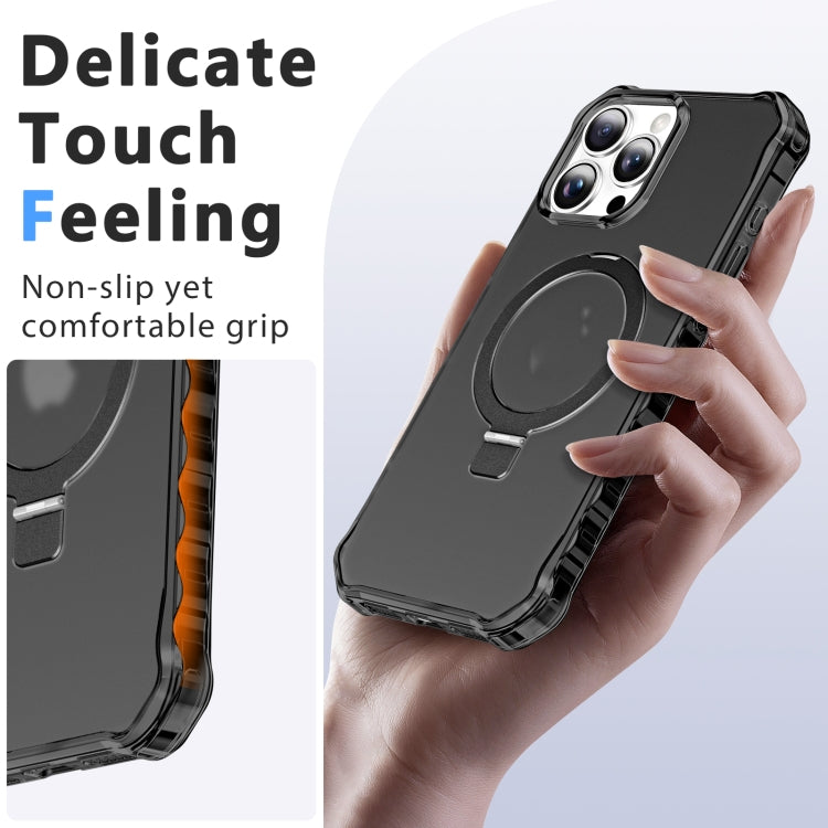 For iPhone 16 Pro Frosted Wave MagSafe Holder Phone Case