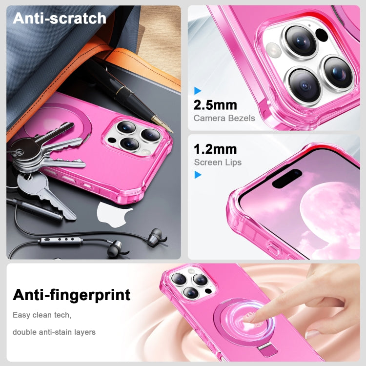 For iPhone 16 Pro Frosted Wave MagSafe Holder Phone Case