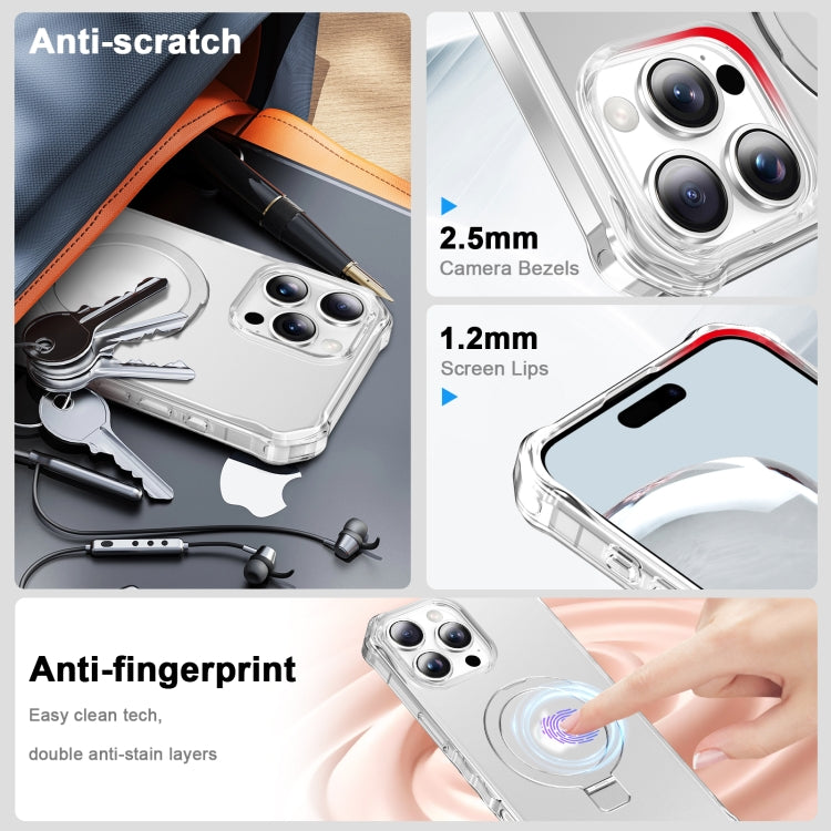 For iPhone 16 Pro Frosted Wave MagSafe Holder Phone Case