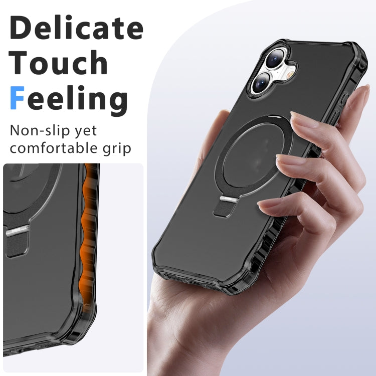 For iPhone 16 Plus Frosted Wave MagSafe Holder Phone Case