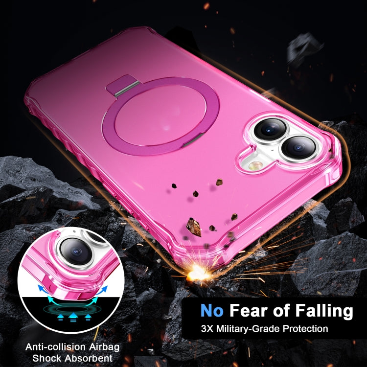 For iPhone 16 Plus Frosted Wave MagSafe Holder Phone Case