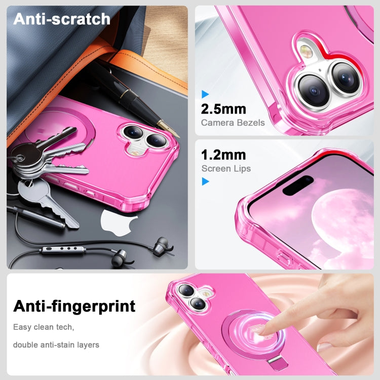 For iPhone 16 Plus Frosted Wave MagSafe Holder Phone Case