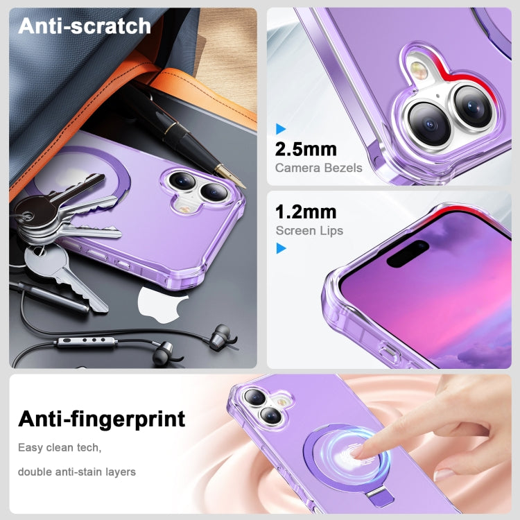 For iPhone 16 Plus Frosted Wave MagSafe Holder Phone Case