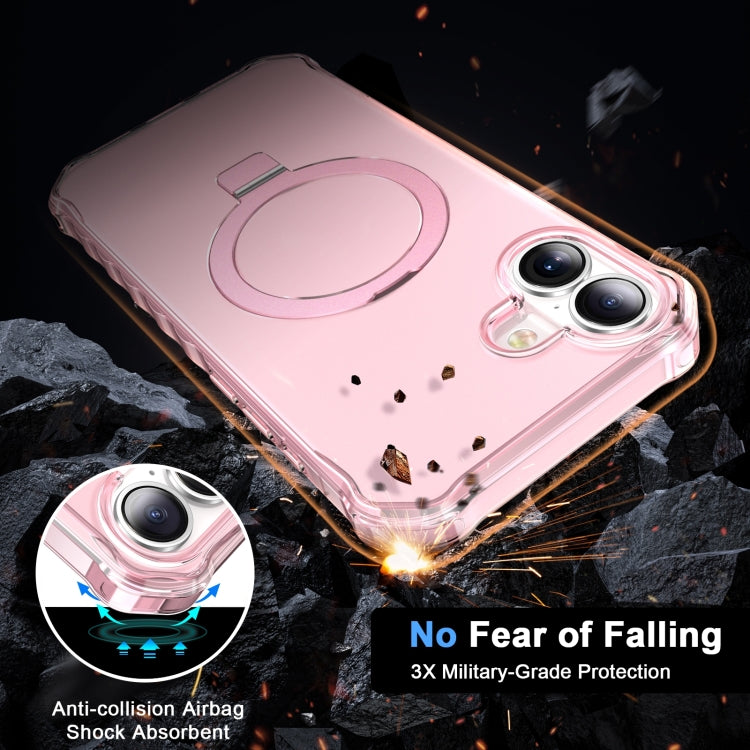 For iPhone 16 Frosted Wave MagSafe Holder Phone Case