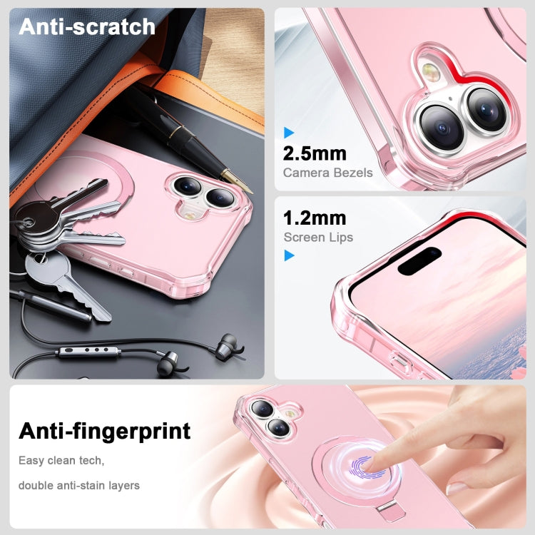 For iPhone 16 Frosted Wave MagSafe Holder Phone Case