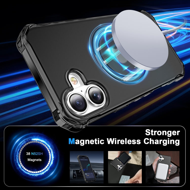 For iPhone 16 Frosted Wave MagSafe Holder Phone Case