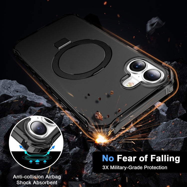 For iPhone 16 Frosted Wave MagSafe Holder Phone Case