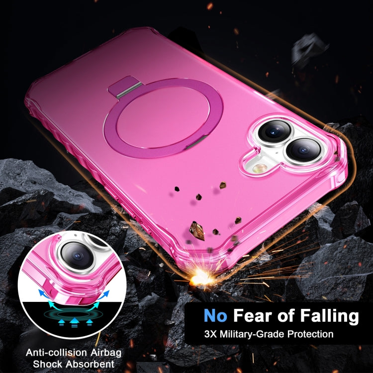 For iPhone 16 Frosted Wave MagSafe Holder Phone Case