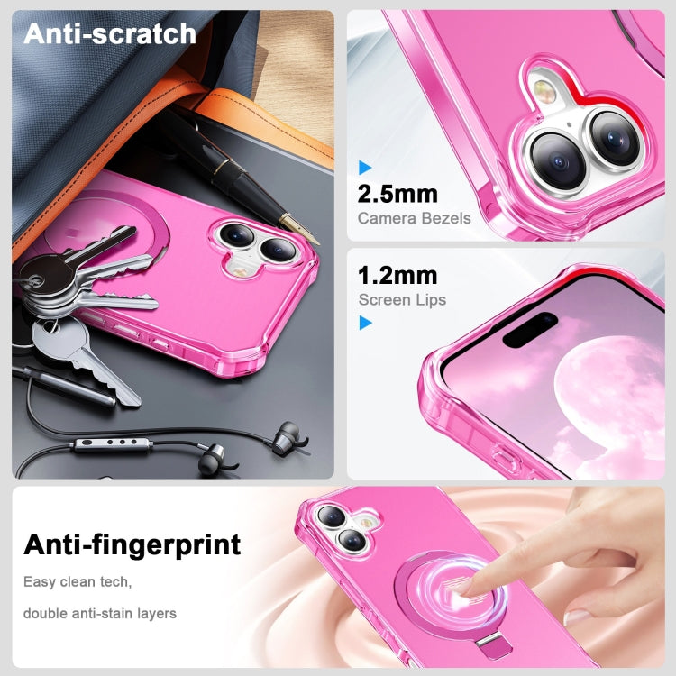 For iPhone 16 Frosted Wave MagSafe Holder Phone Case