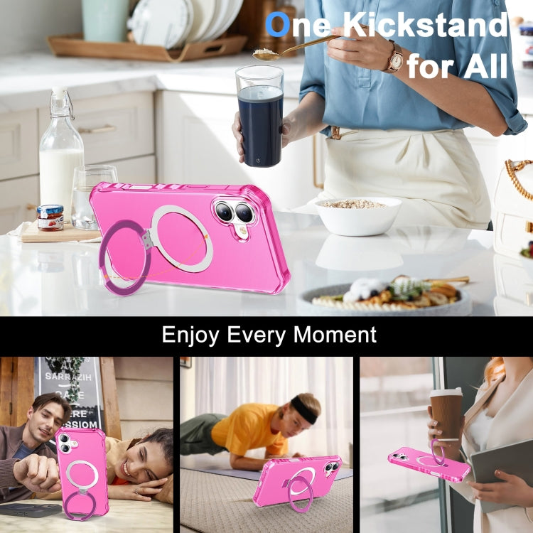 For iPhone 16 Frosted Wave MagSafe Holder Phone Case
