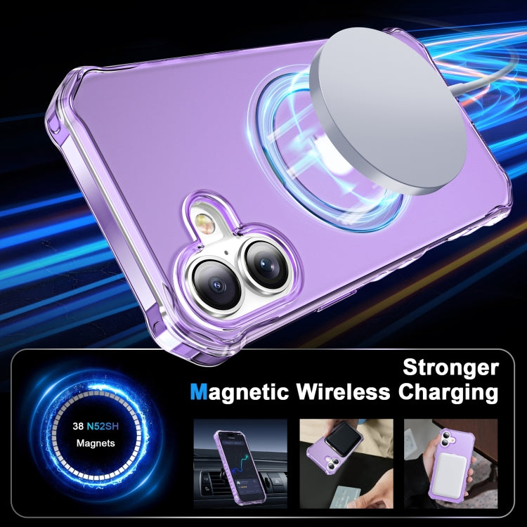For iPhone 16 Frosted Wave MagSafe Holder Phone Case