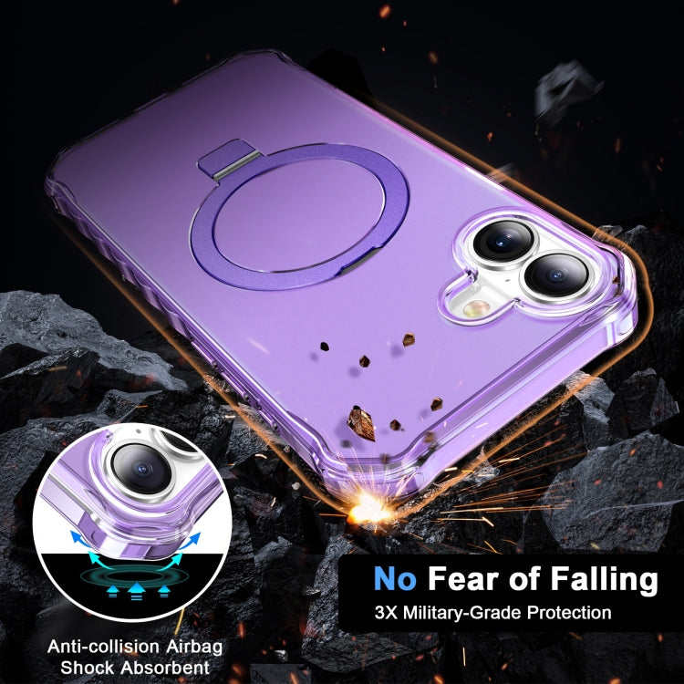 For iPhone 16 Frosted Wave MagSafe Holder Phone Case
