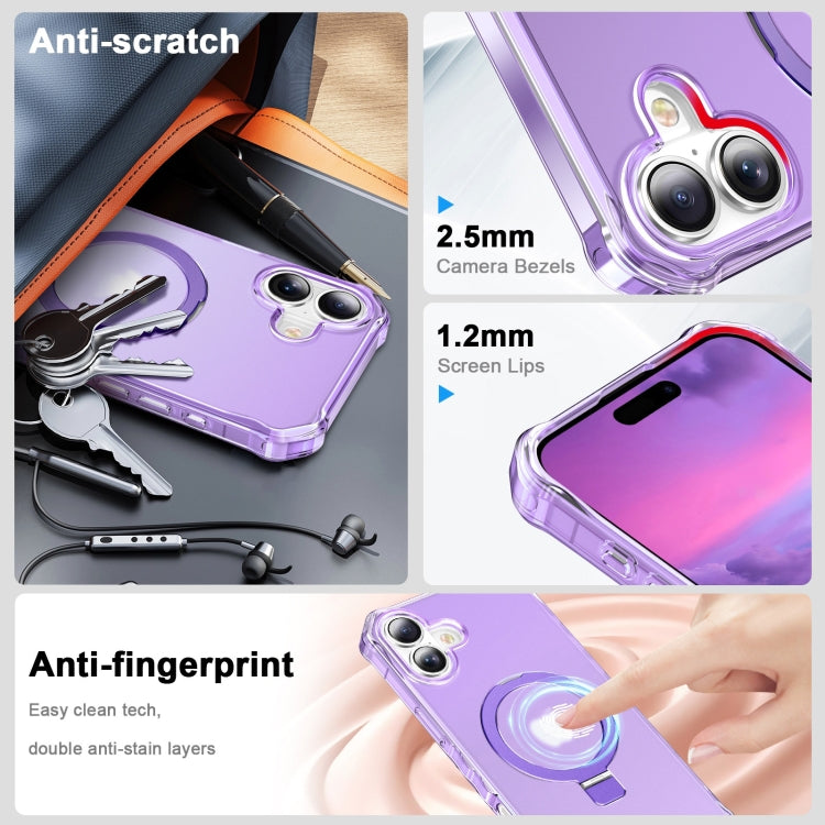 For iPhone 16 Frosted Wave MagSafe Holder Phone Case