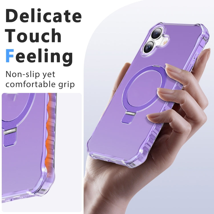 For iPhone 16 Frosted Wave MagSafe Holder Phone Case