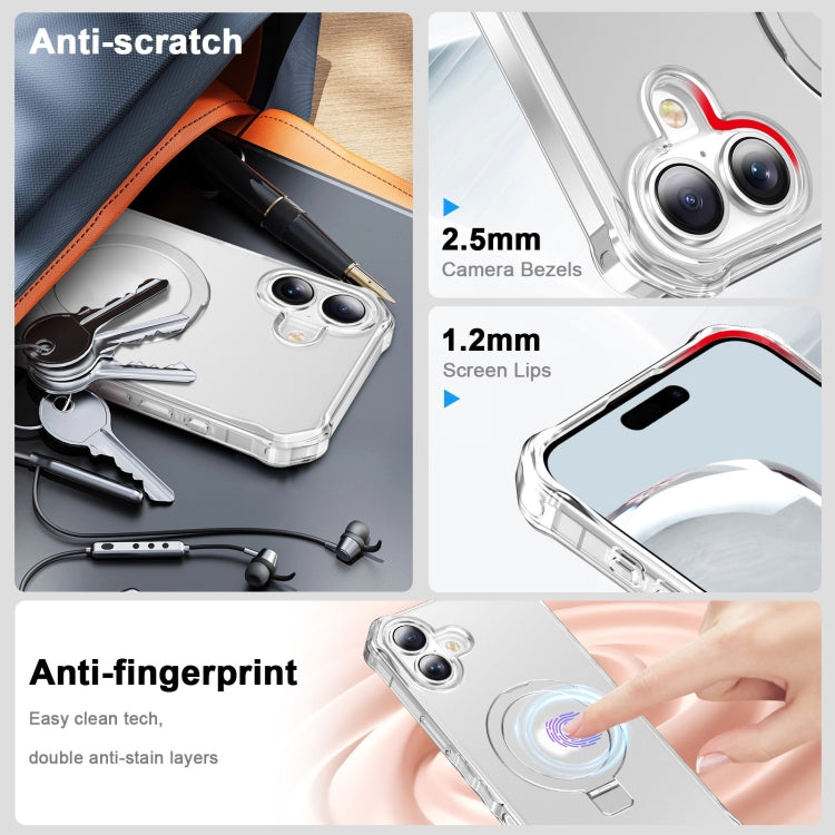For iPhone 16 Frosted Wave MagSafe Holder Phone Case