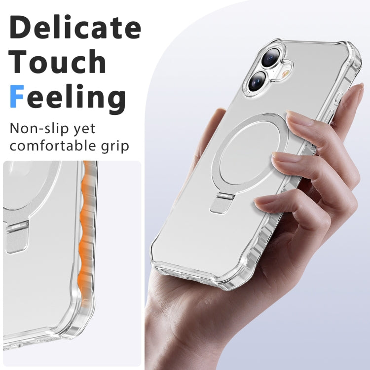 For iPhone 16 Frosted Wave MagSafe Holder Phone Case
