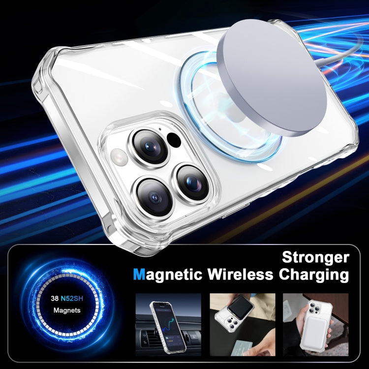 For iPhone 16 Pro Clear Wave MagSafe Holder Phone Case