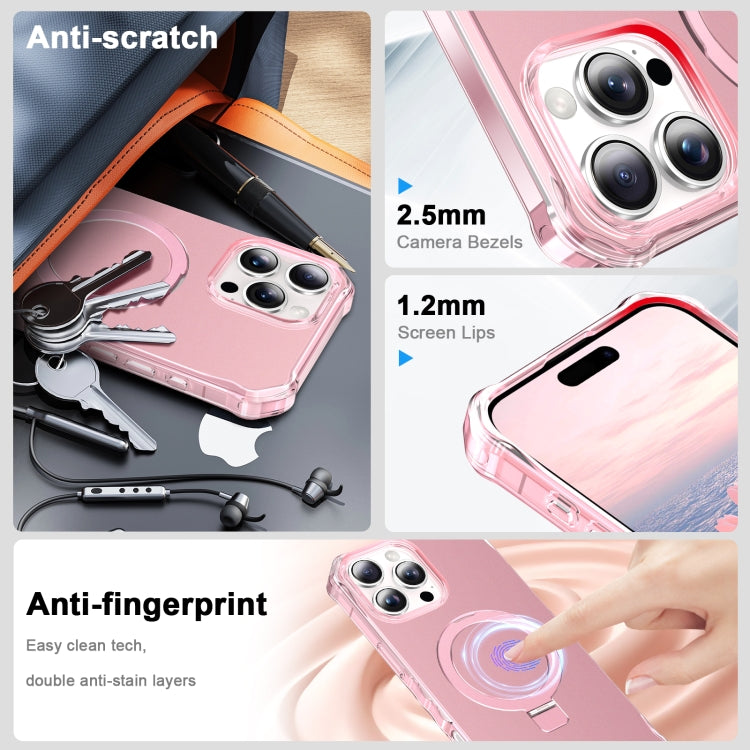 For iPhone 16 Pro Max Solid Color Wave MagSafe Holder Phone Case