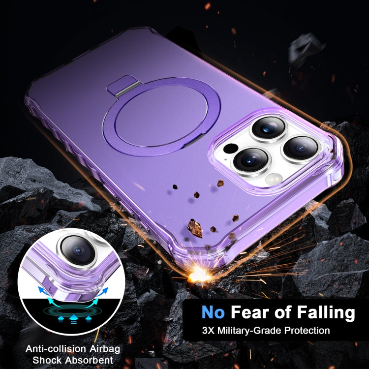 For iPhone 16 Pro Max Solid Color Wave MagSafe Holder Phone Case