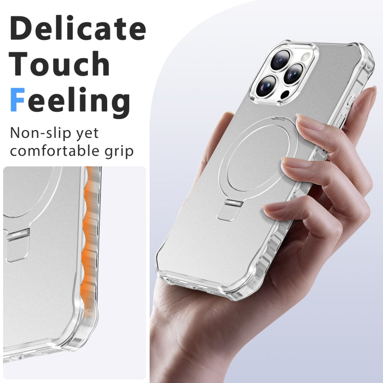 For iPhone 16 Pro Max Solid Color Wave MagSafe Holder Phone Case