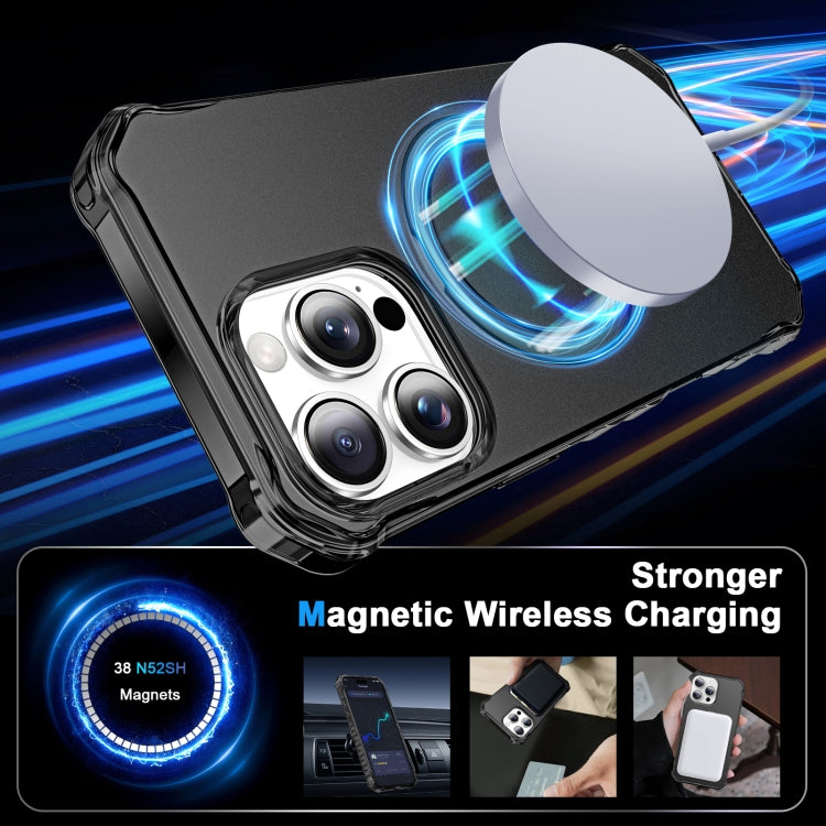 For iPhone 16 Pro Solid Color Wave MagSafe Holder Phone Case