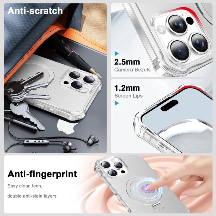 For iPhone 16 Pro Solid Color Wave MagSafe Holder Phone Case