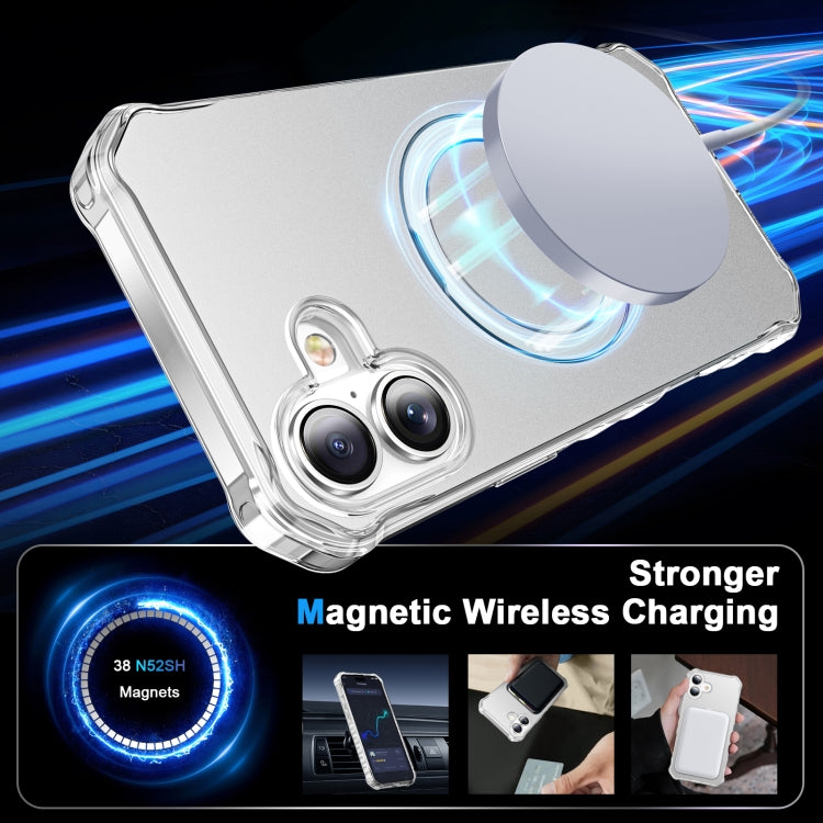 For iPhone 16 Plus Solid Color Wave MagSafe Holder Phone Case