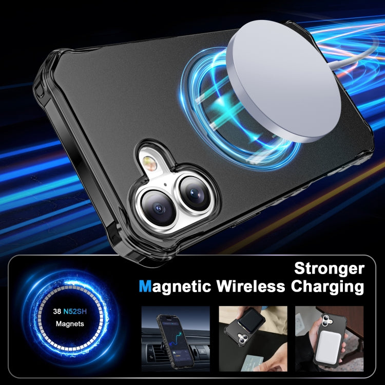 For iPhone 16 Solid Color Wave MagSafe Holder Phone Case